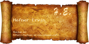 Hefner Ervin névjegykártya